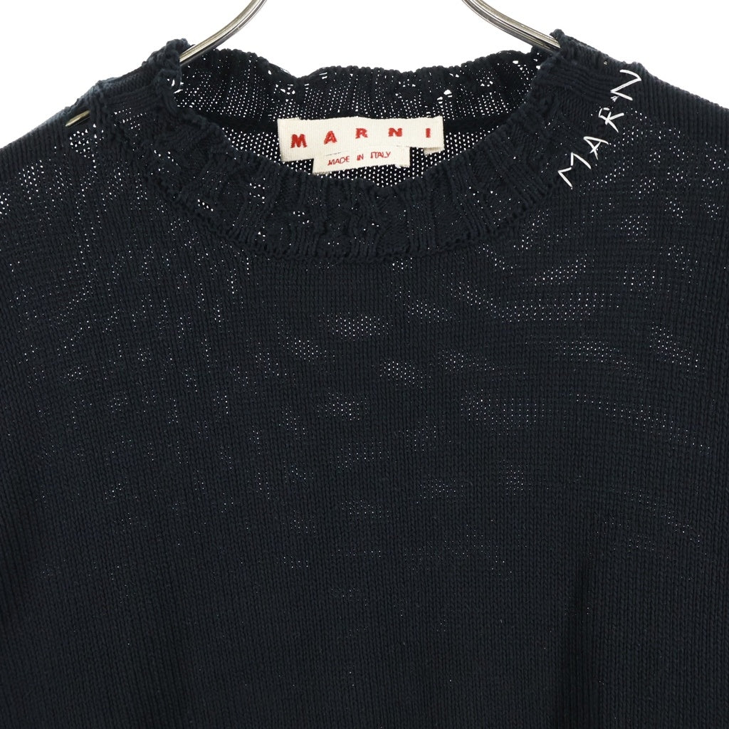 MARNI(マルニ) 26AW コットン ダメージ加工 クルーネック ニット ブラック GCMG0210A0