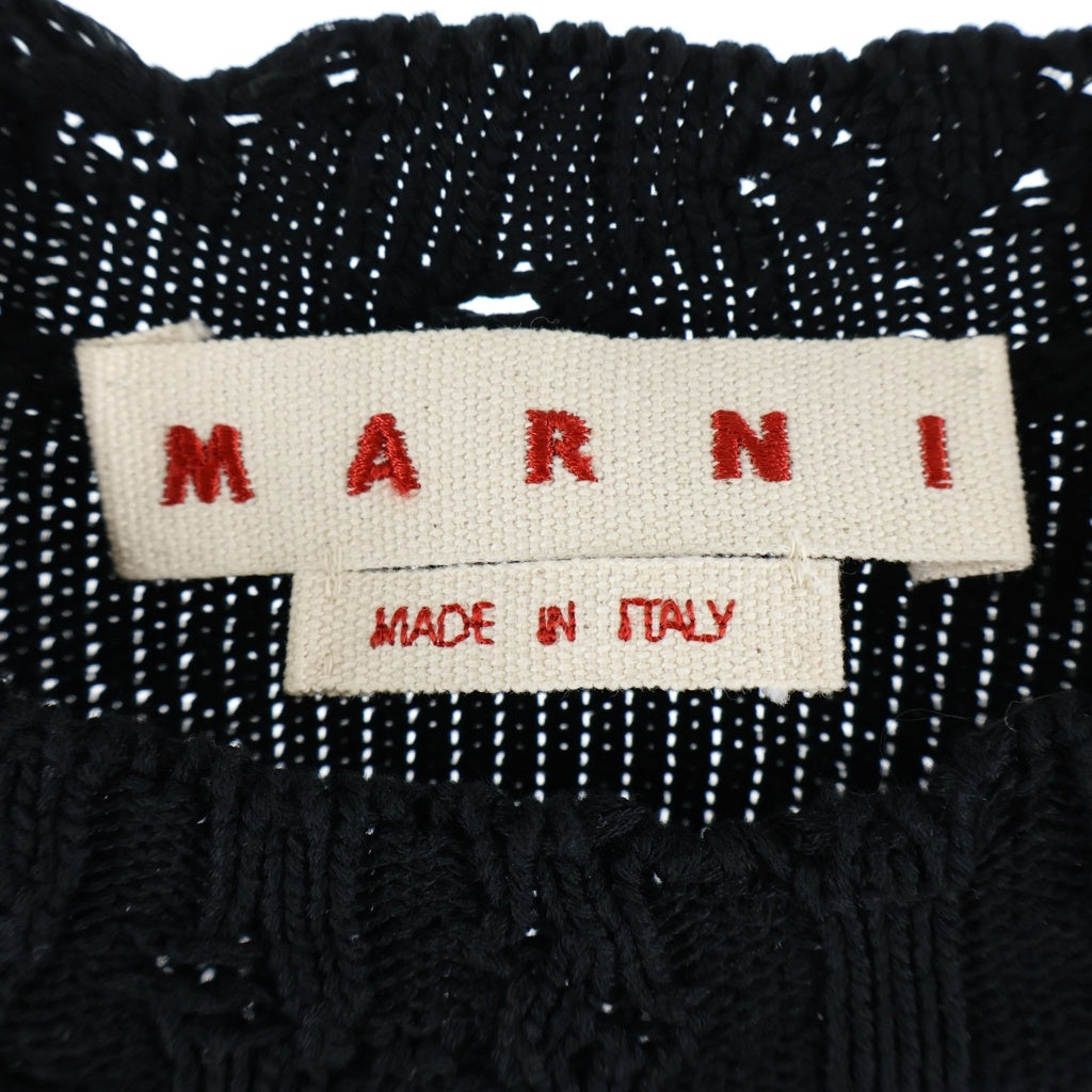 MARNI(マルニ) 26AW コットン ダメージ加工 クルーネック ニット ブラック GCMG0210A0