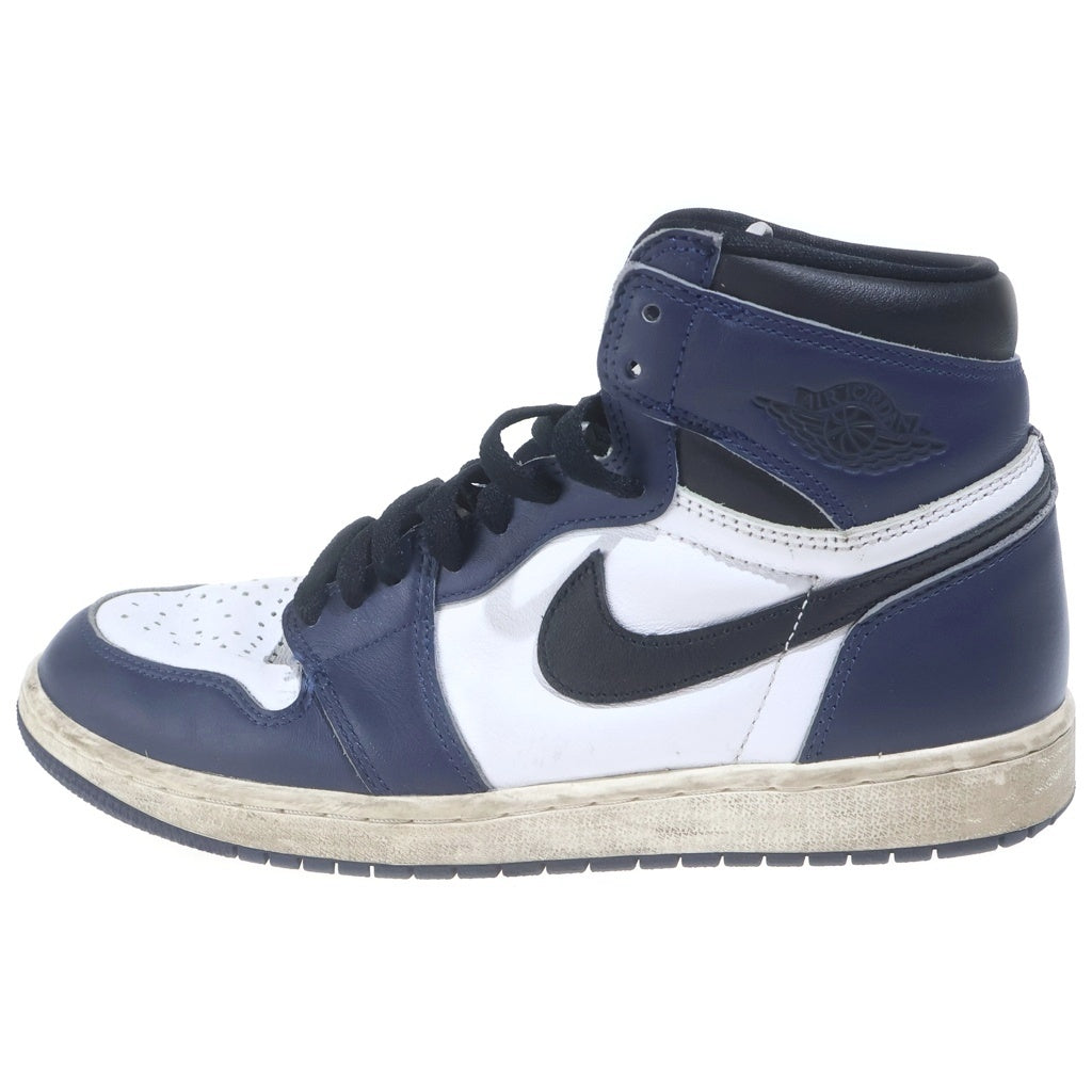 NIKE(ナイキ) AIR JORDAN 1 RETRO HIGH OG MIDNIGHT NAVY エアジョーダン1 レザーハイカットスニーカー ホワイト/ネイビー US8.5/26.5cm DZ5485-401