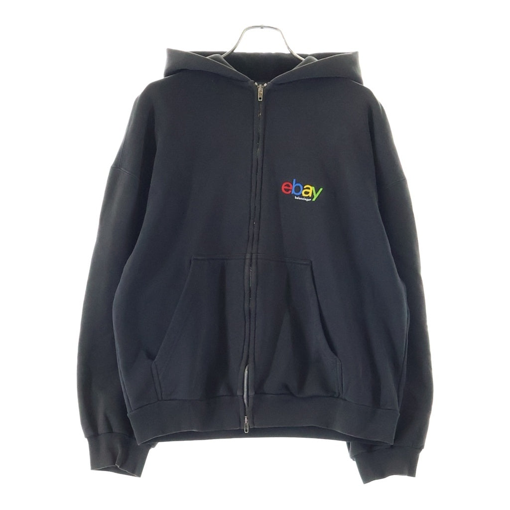 BALENCIAGA(バレンシアガ) 24AW ×eBay フロントロゴ刺繍 ジップアップパーカー フーディー ブラック 803264 TRVD2