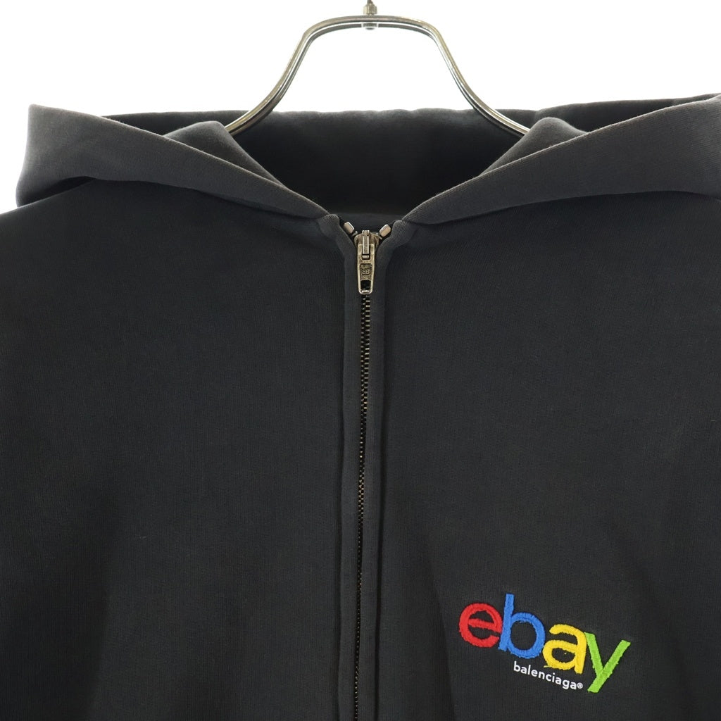 BALENCIAGA(バレンシアガ) 24AW ×eBay フロントロゴ刺繍 ジップアップパーカー フーディー ブラック 803264 TRVD2