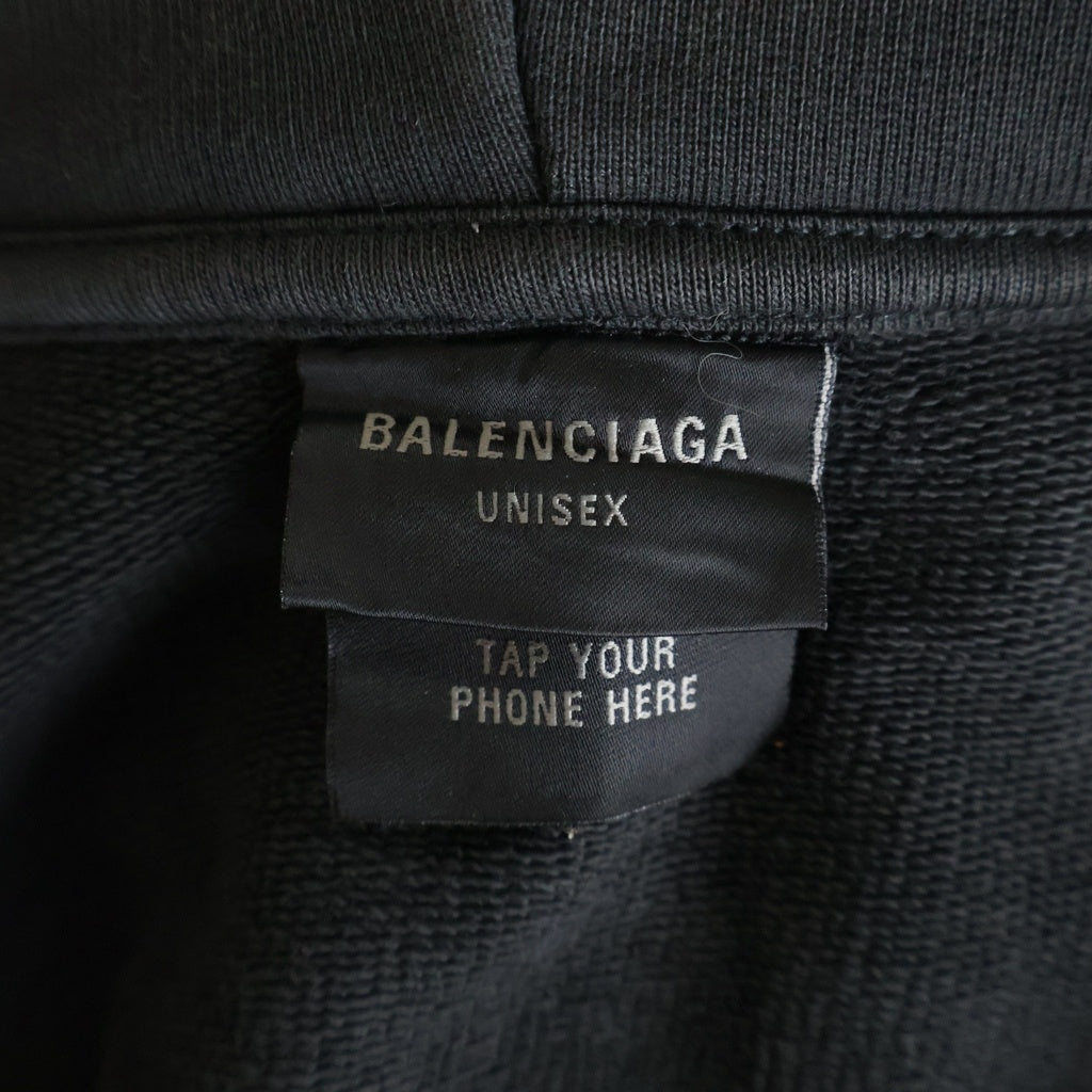 BALENCIAGA(バレンシアガ) 24AW ×eBay フロントロゴ刺繍 ジップアップパーカー フーディー ブラック 803264 TRVD2