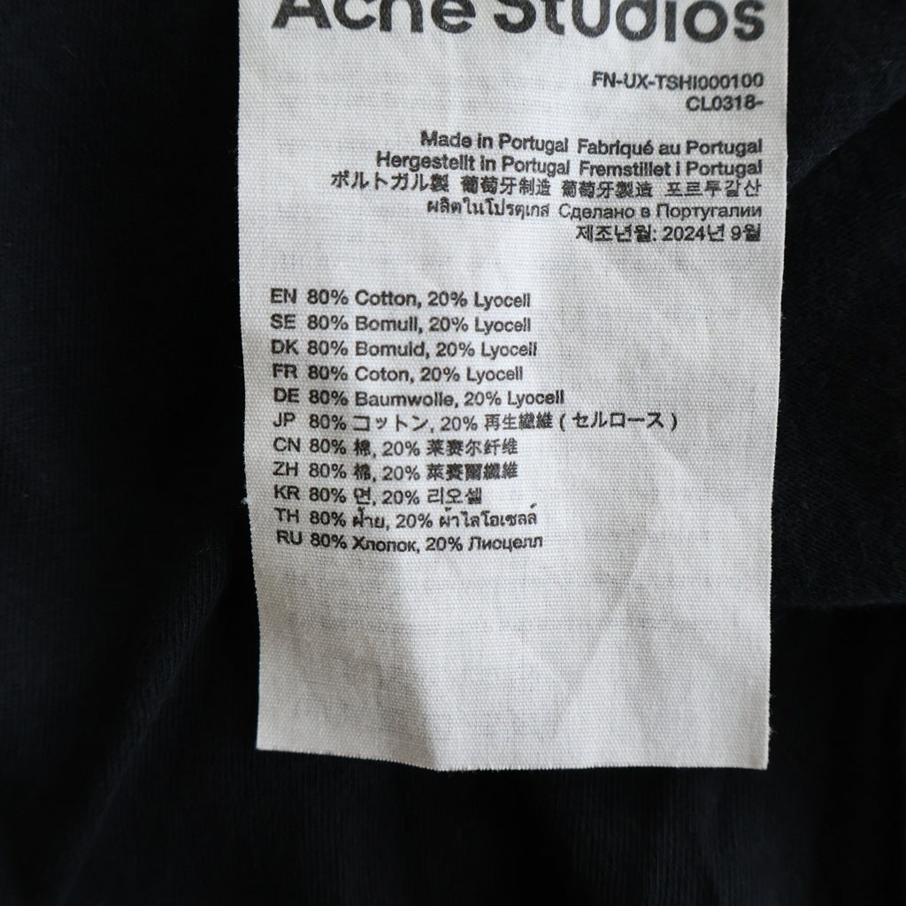 Acne Studios(アクネ ストゥディオズ) フロントロゴプリント レギュラーフィット リンガー 半袖Tシャツ カットソー ホワイト/ブラック