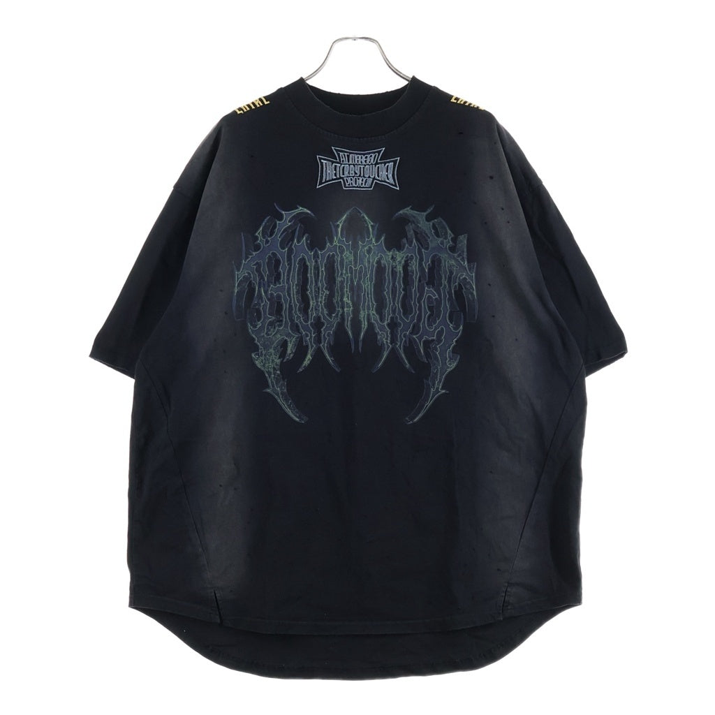 T.C.R BY TOUCHER(ティー.シー.アール バイ トゥシェ) GOD MODE DAMEGE S/S TEE ゴッドモードダメージ加工 半袖Tシャツ カットソー ブラック