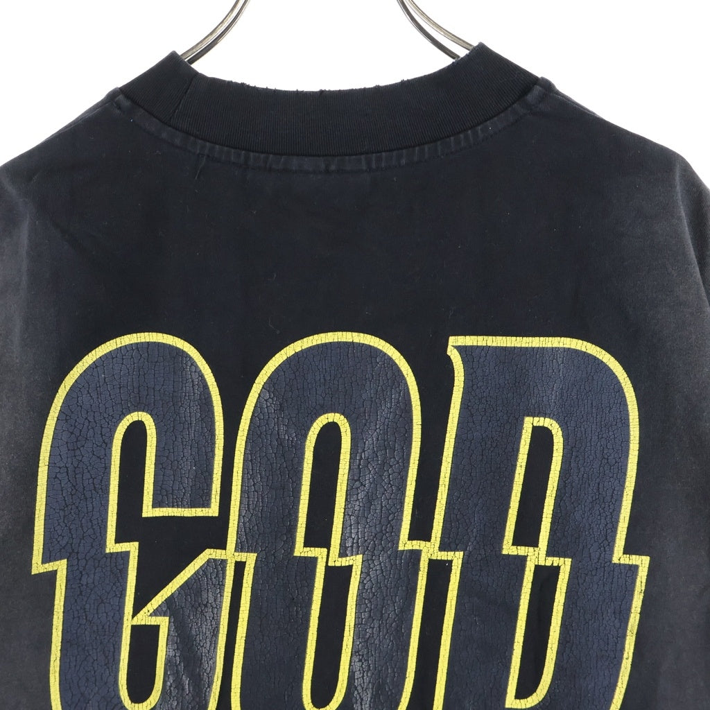T.C.R BY TOUCHER(ティー.シー.アール バイ トゥシェ) GOD MODE DAMEGE S/S TEE ゴッドモードダメージ加工 半袖Tシャツ カットソー ブラック