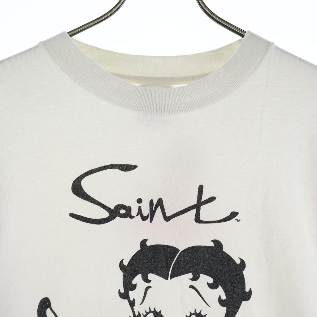 SAINT MICHAEL(セントマイケル) ×Betty Boop SS Tee ベティ・ブープ 両面プリント 半袖Tシャツ カットソー ホワイト SM-HR1-0000-C40
