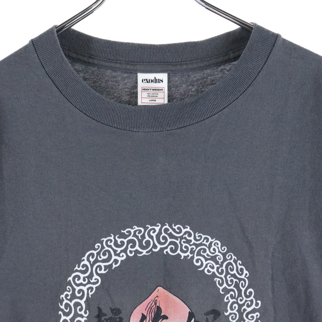 NO BRAND(ノーブランド) EXODUS(エクソダス) ツォオ・ニー・マー フロントロゴプリント 半袖Tシャツ カットソー チャコールグレー