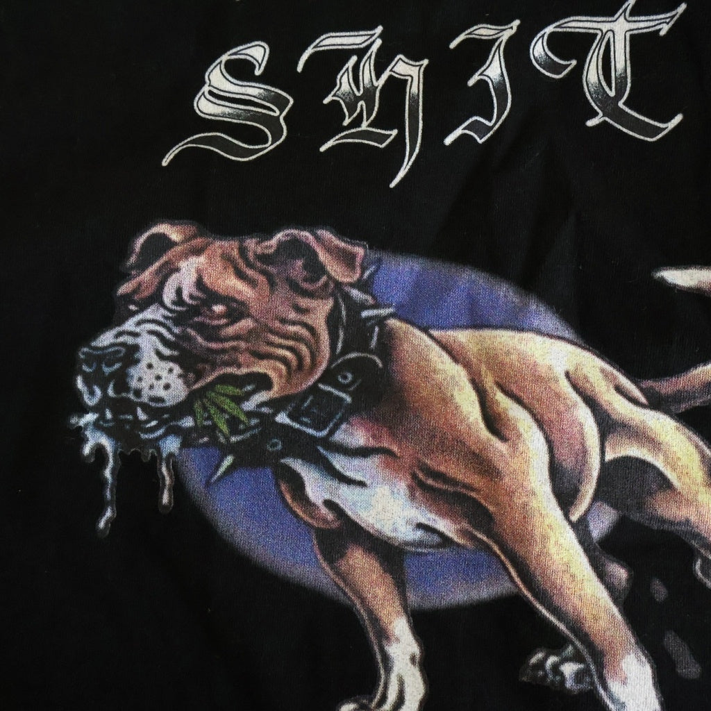 NO BRAND(ノーブランド) EXODUS(エクソダス) DOG SHIT T SHIRT ドッグシット フロントプリント 半袖Tシャツ カットソー ブラック
