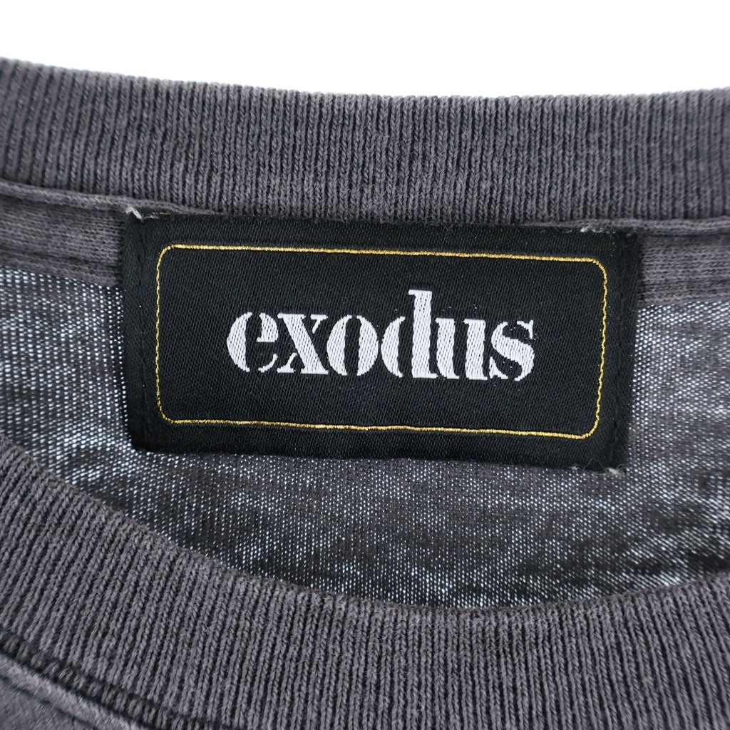 NO BRAND(ノーブランド) EXODUS(エクソダス) 酔生夢死 フロントプリント 半袖Tシャツ カットソー チャコールグレー