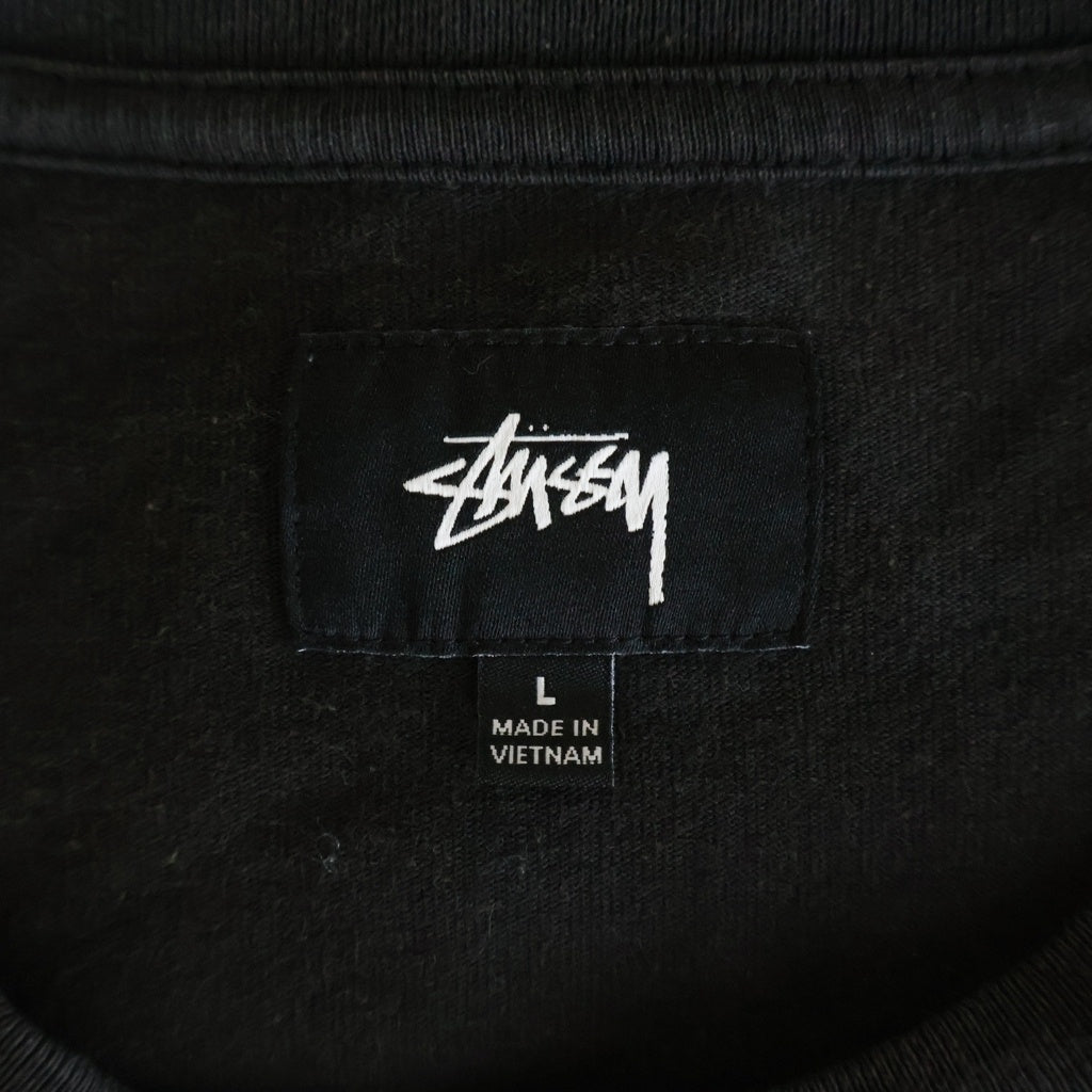 STUSSY(ステューシー) フロントスモールストックロゴ刺繍 長袖Tシャツ カットソー ブラック