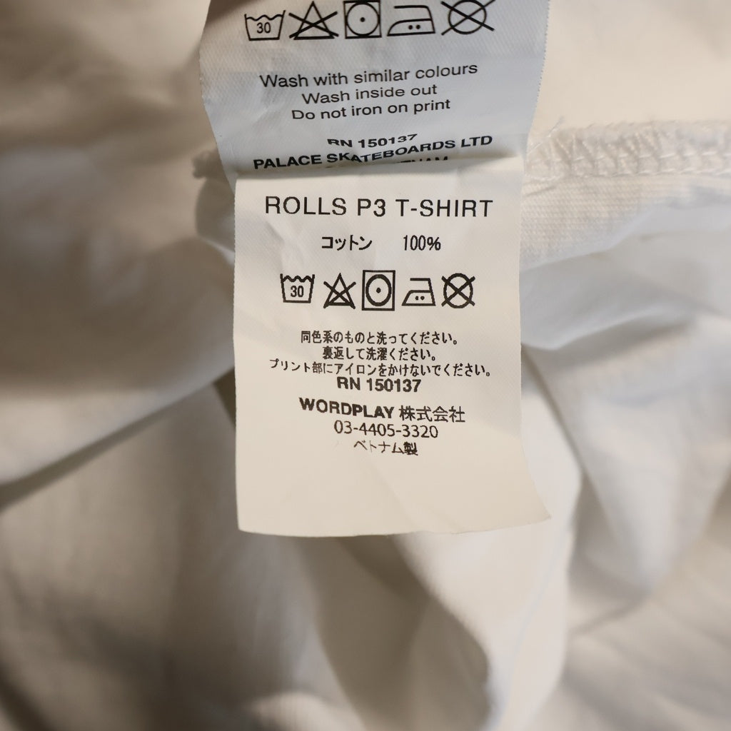 Palace Skateboards(パレススケートボーズ) 19AW Rolls P3 Tee ロゴ グラフィック ロールスプリント クルーネック半袖Tシャツ カットソー ホワイト