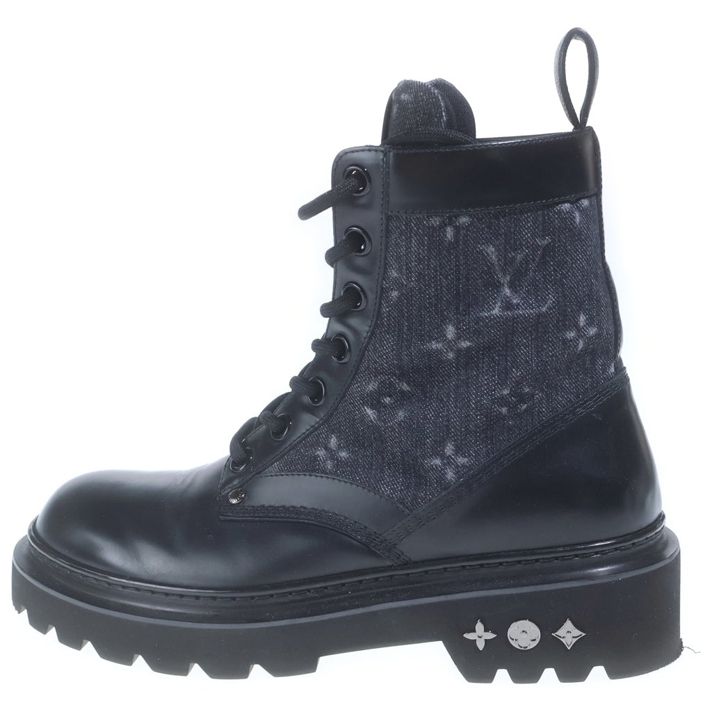 LOUIS VUITTON(ルイヴィトン) 22s Pre Owned レンジャー ライン デニム モノグラム ブーツ ブラック 0292