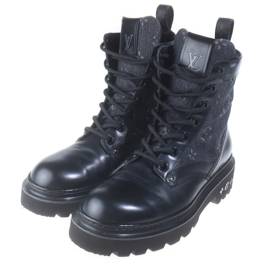 LOUIS VUITTON(ルイヴィトン) 22s Pre Owned レンジャー ライン デニム モノグラム ブーツ ブラック 0292