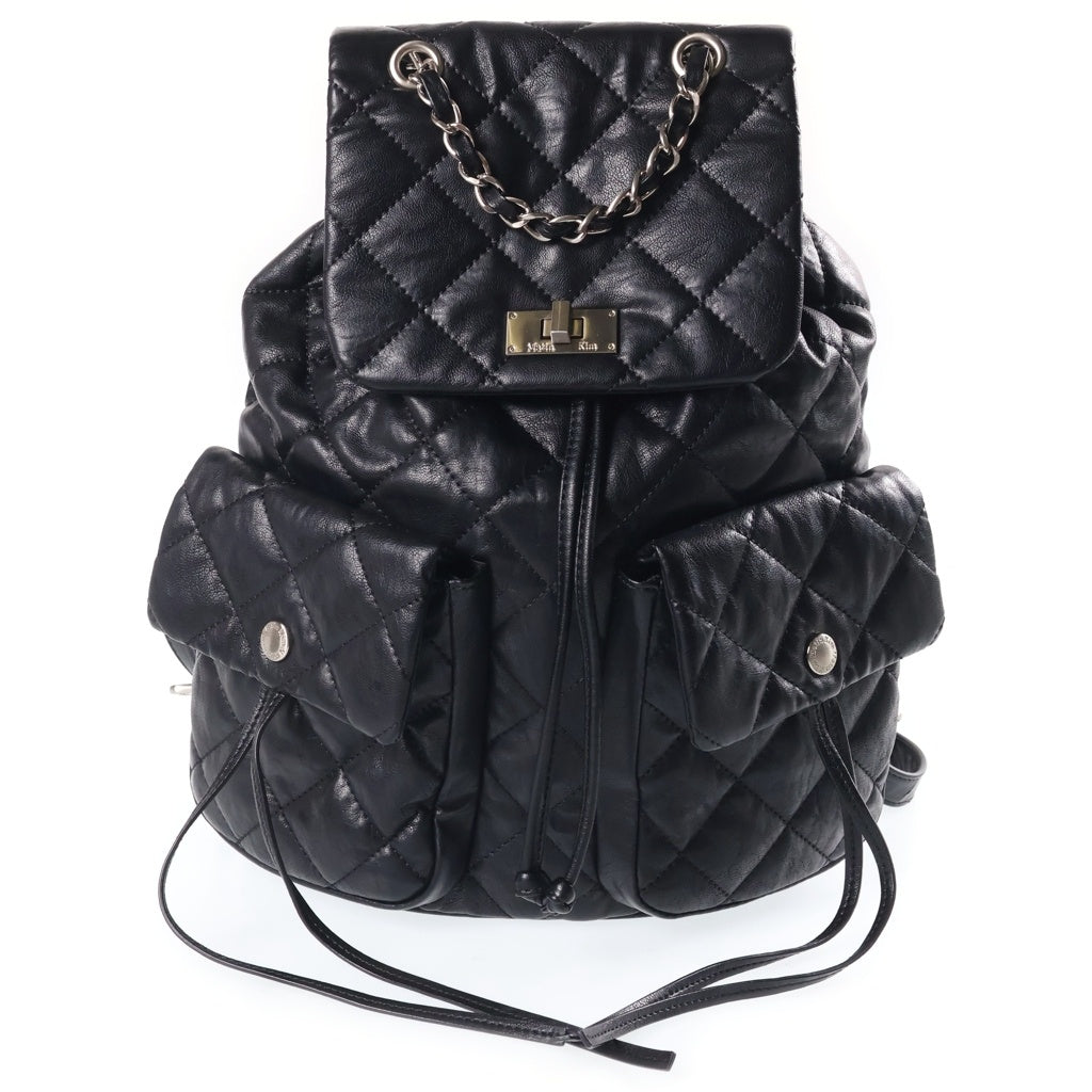 Matin Kim(マーティンキム) DOUBLE POCKET QUILTING MINI BACKPACK マルチポケット キルティング バックパック ブラック レディース