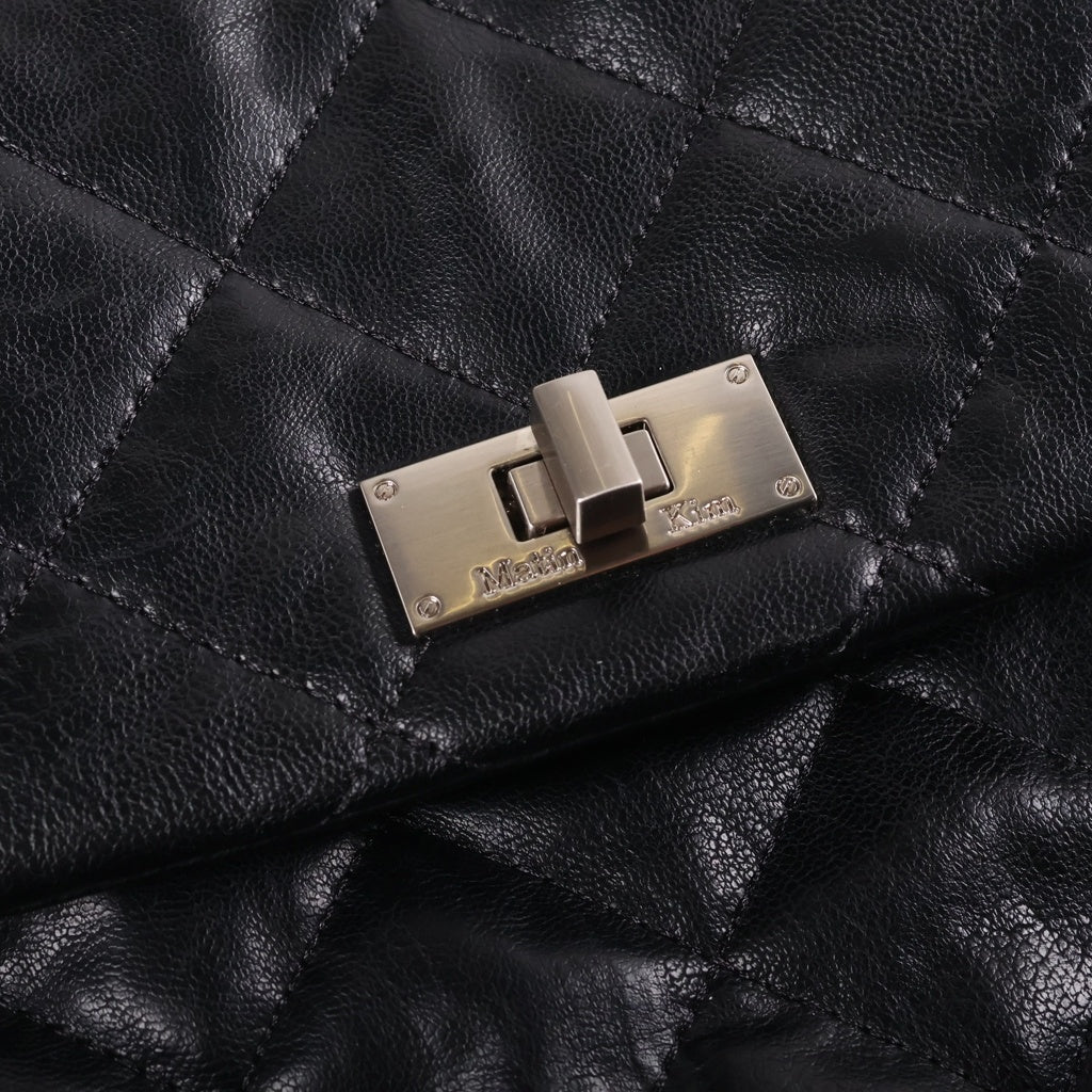 Matin Kim(マーティンキム) DOUBLE POCKET QUILTING MINI BACKPACK マルチポケット キルティング バックパック ブラック レディース
