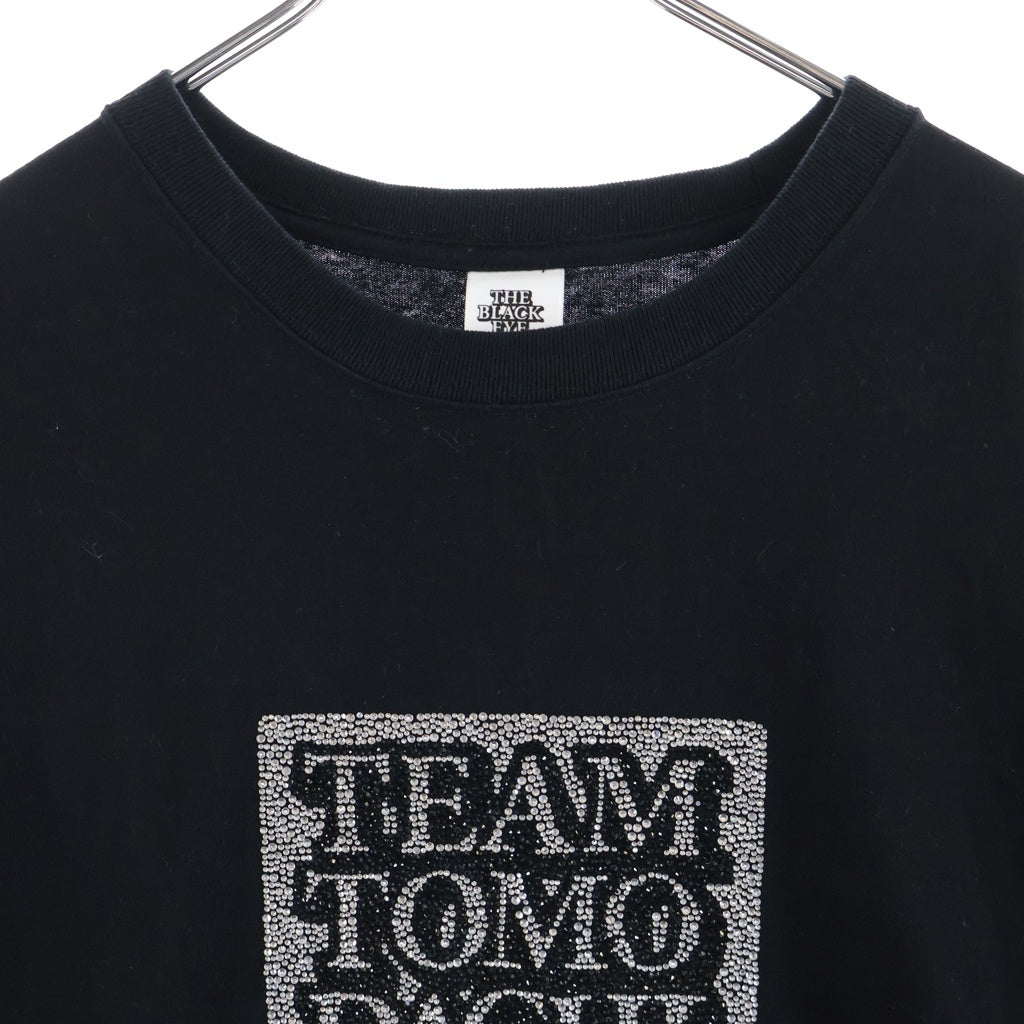 THE BLACK EYE PATCH(ブラックアイパッチ) ×Team Tomodachi Label Rhinestone Tee チーム友達 ラベル 両面ラインストーン 半袖Tシャツ カットソー ブラック