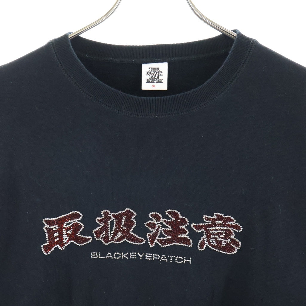 THE BLACK EYE PATCH(ブラックアイパッチ) ×Team Tomodachi Rhinestone Crew Sweat チーム友達 HWC 両面ラインストーン クルーネック スウェット トレーナー ブラック