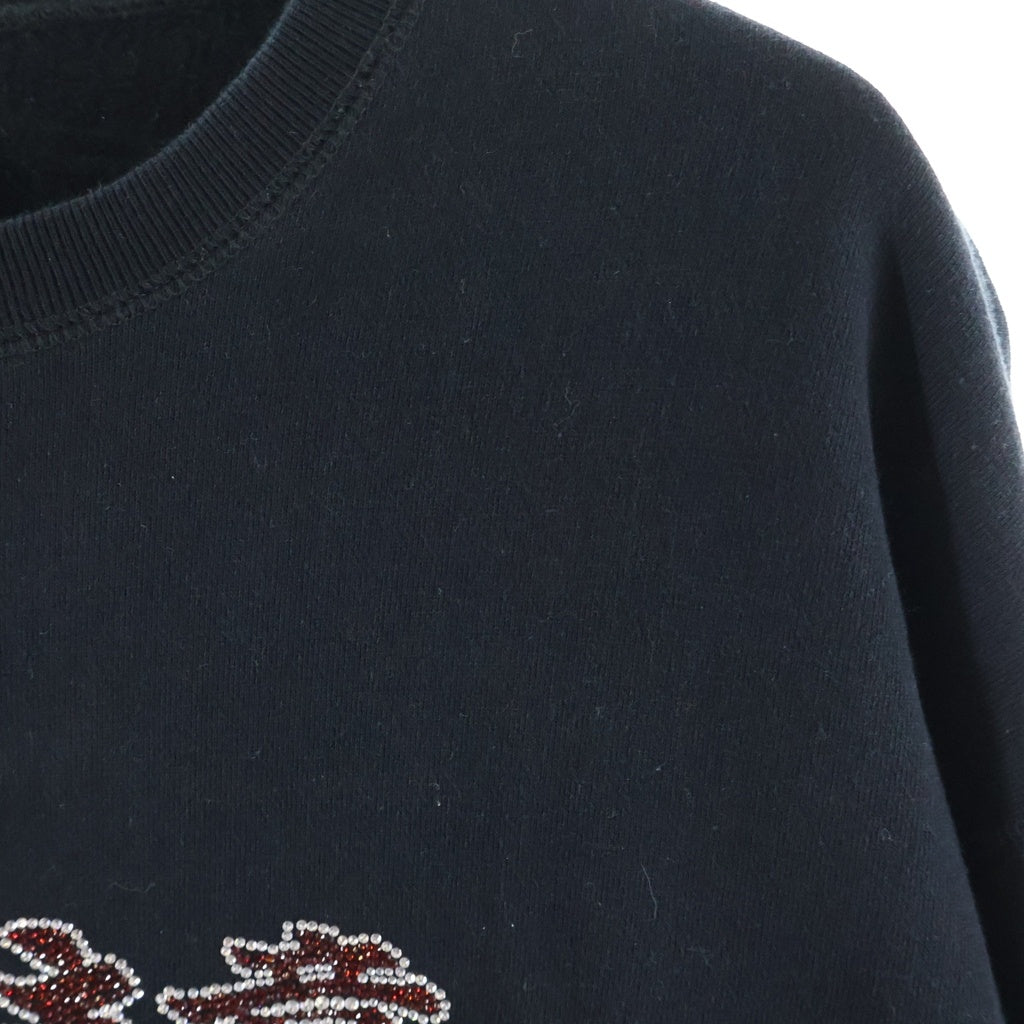 THE BLACK EYE PATCH(ブラックアイパッチ) ×Team Tomodachi Rhinestone Crew Sweat チーム友達 HWC 両面ラインストーン クルーネック スウェット トレーナー ブラック