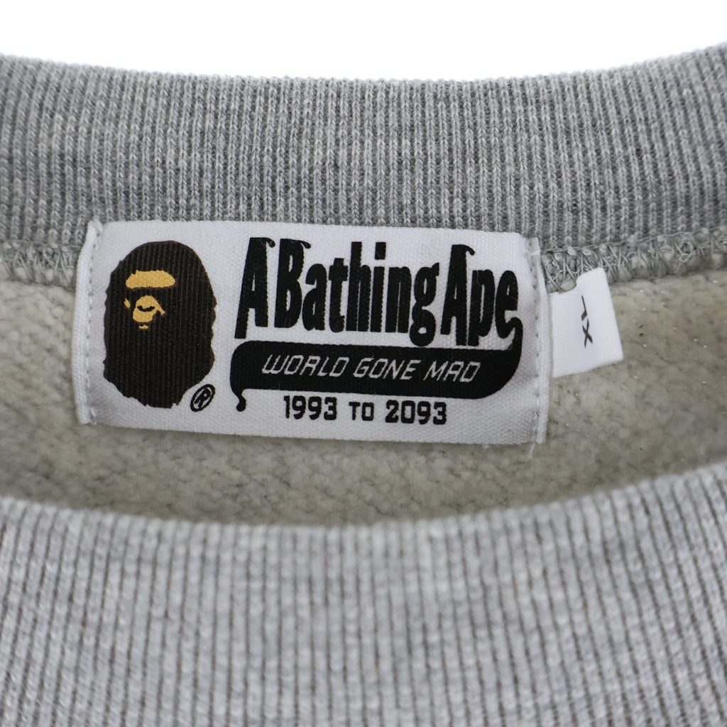 A BATHING APE(アベイシングエイプ) ×UNKLE/MO WAX Original Headz 両面プリント クルーネック スウェット トレーナー グレー