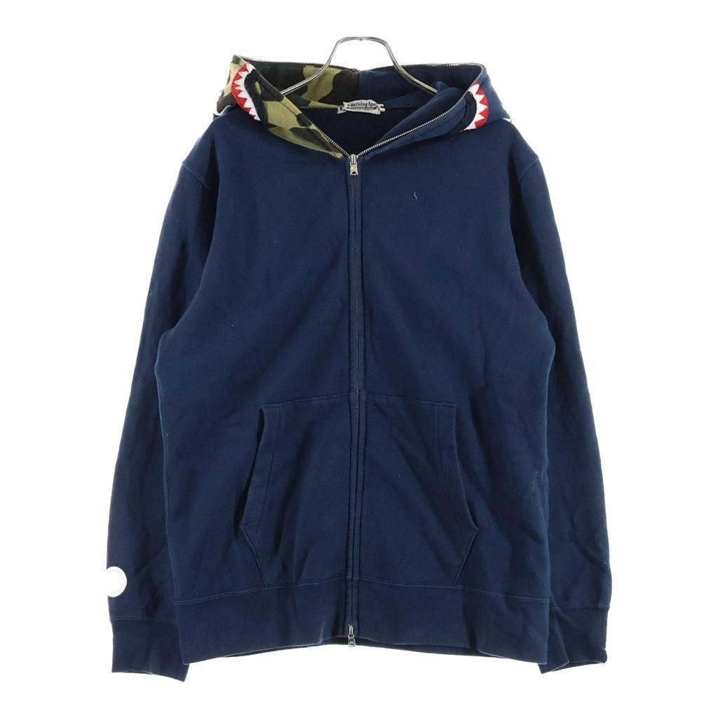 A BATHING APE(アベイシングエイプ) 1st Camo Shark Full Zip Hoodie ファーストカモ シャークフルジップフーディー パーカー ネイビー