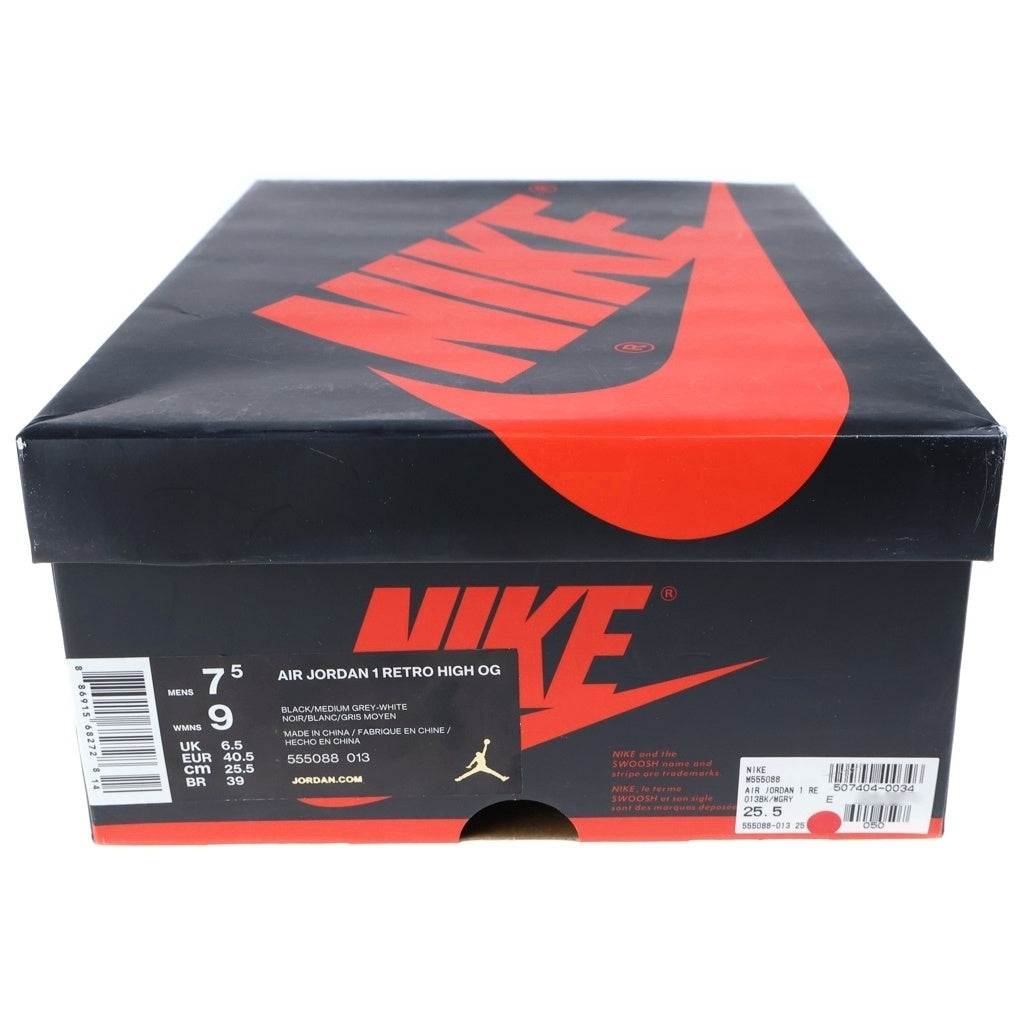 NIKE(ナイキ) AIR JORDAN 1 RETRO HIGH OG SHADOW エアジョーダン1 シャドー ハイカットスニーカー ブラック/グレー US7.5/25.5cm 555088-013
