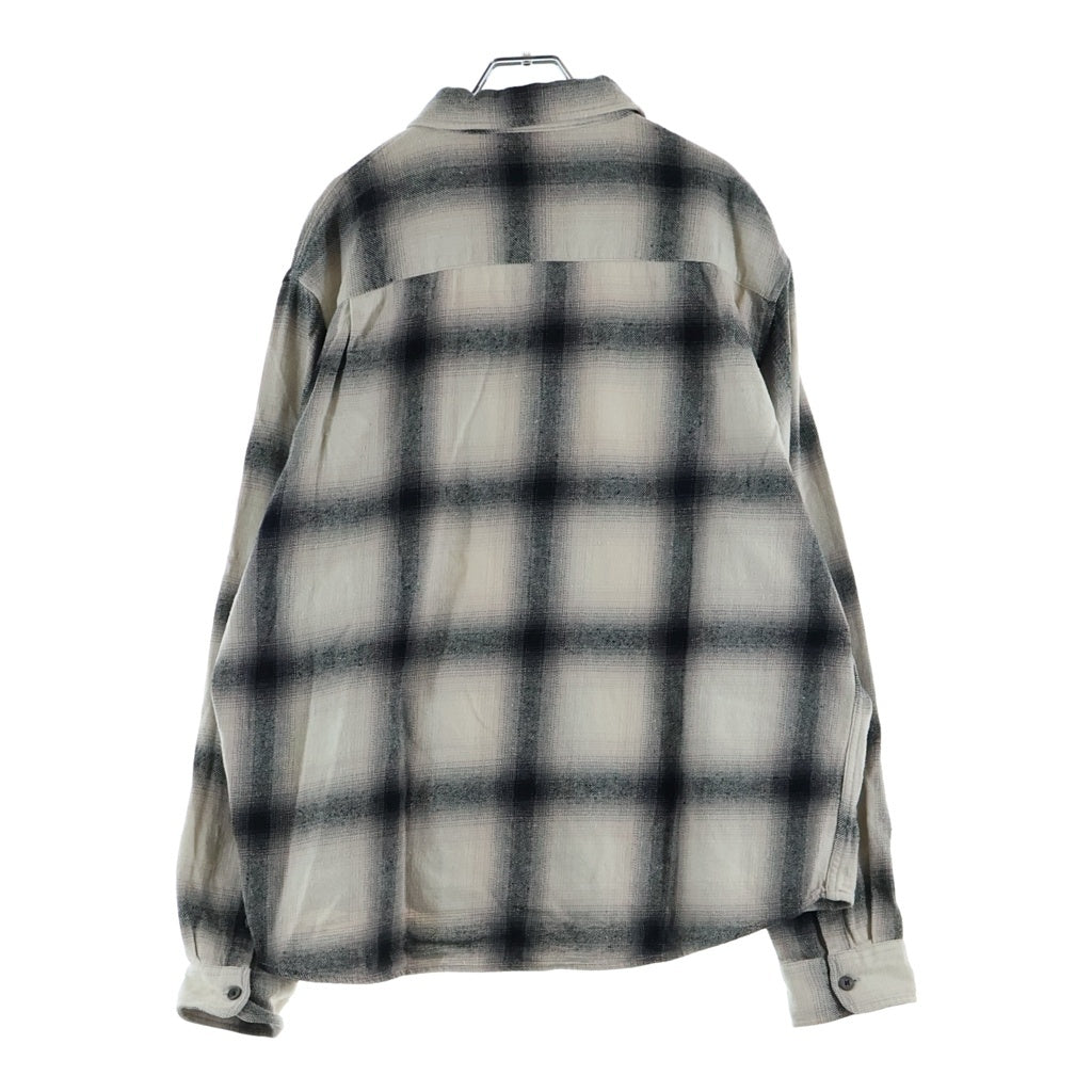 STUSSY(ステューシー) 22AW Hellshire Plaid Shirt ヘルシャー チェック総柄 ボタン長袖シャツ ホワイト/ブラック