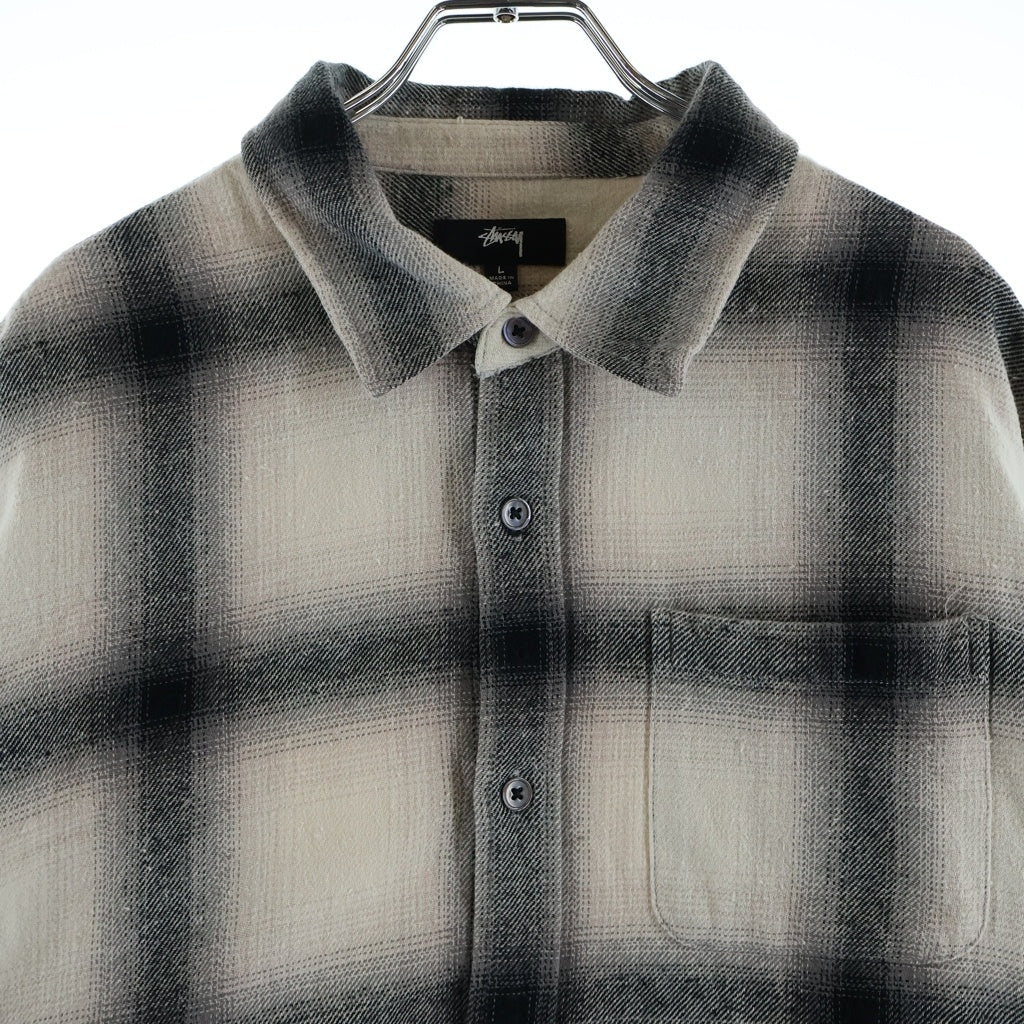 STUSSY(ステューシー) 22AW Hellshire Plaid Shirt ヘルシャー チェック総柄 ボタン長袖シャツ ホワイト/ブラック