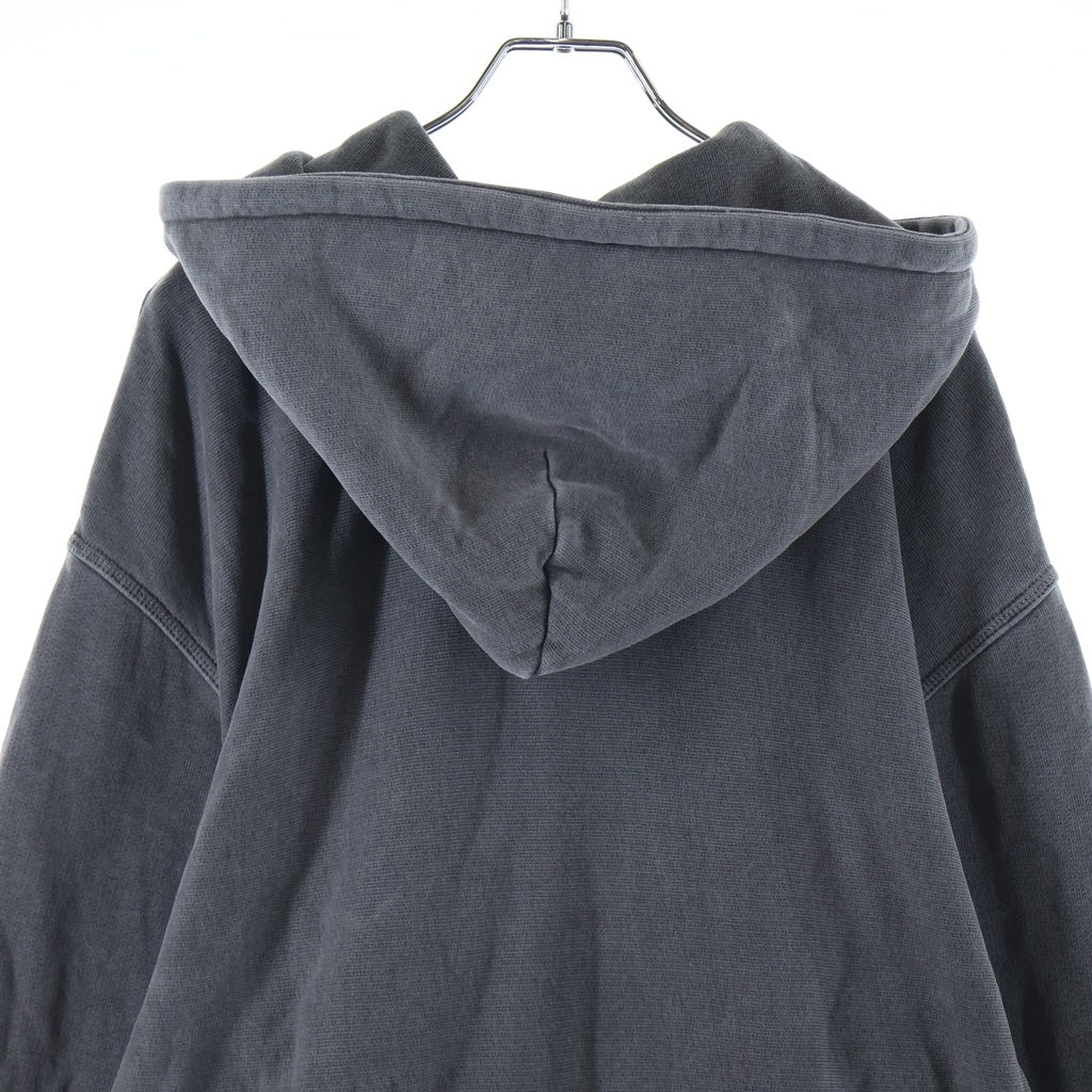 STUSSY(ステューシー) Smooth Stock Pig Dyed Zip Hoodie スムースストック ピグメント加工 フロントロゴプリント ジップアップパーカー フーディー グレー 1975021