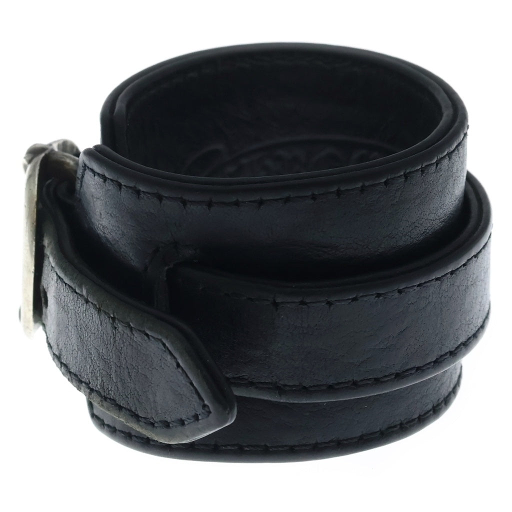 CHROME HEARTS(クロムハーツ) R&R TINY BUCKLE ガンスリンガー タイニーバックル レザーブレスレット チョーカー ブラック/シルバー