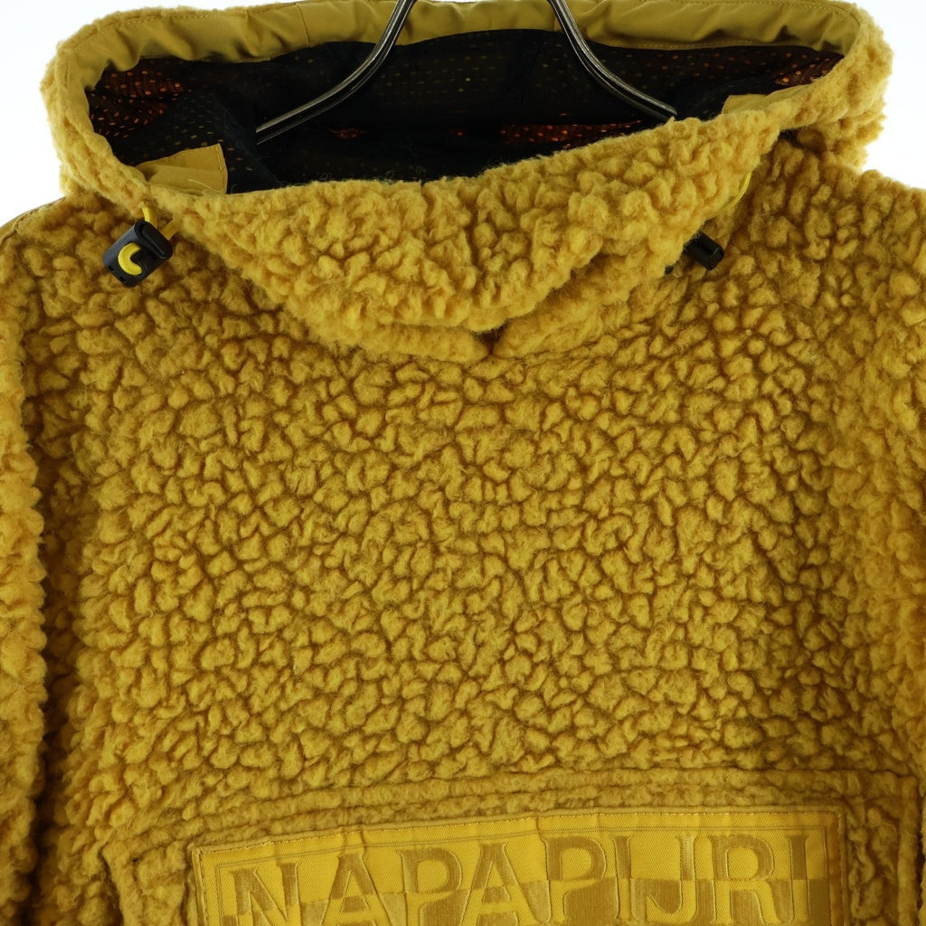NAPA by Martine Rose(ナパ マーティンローズ) ロゴ 刺繍 ボアフリース アノラックパーカー イエロー N0YH9Y