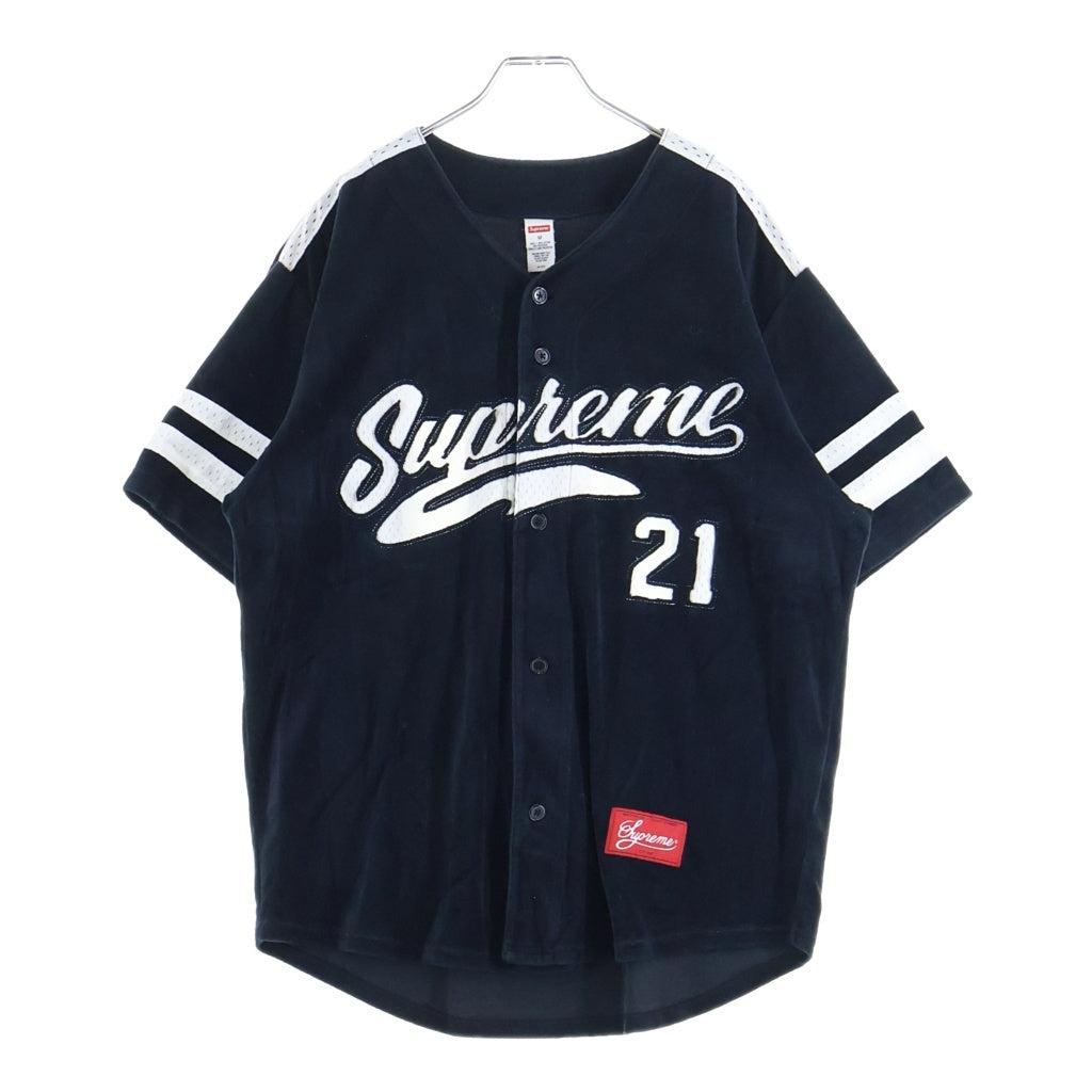 SUPREME(シュプリーム) 20AW Velour Baseball Shirts ヴェロア ベースボールシャツ ブラック