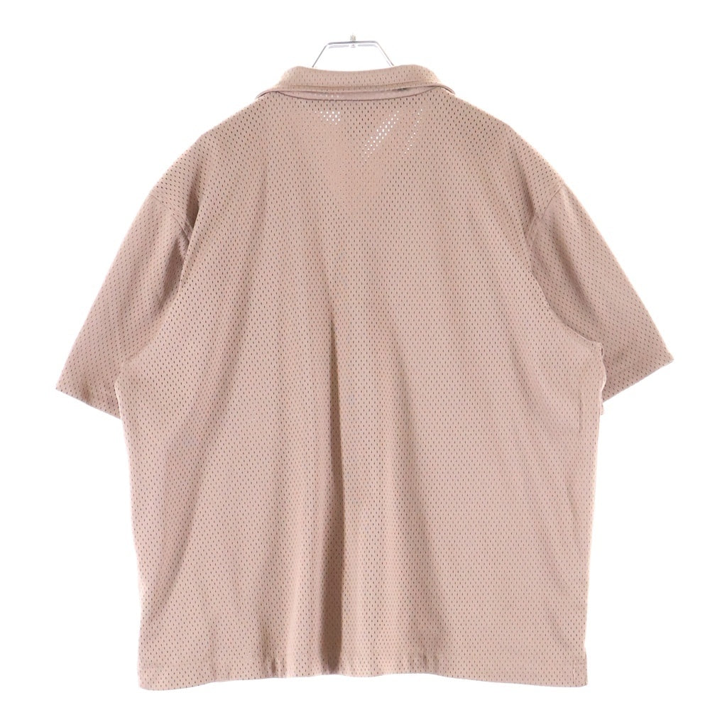 KITH(キス) 20SS CAMP COLLAR DOUBLE MESH SHIRT キャンプカラー ダブルメッシュ フロントロゴ刺繍 半袖 ボタンシャツ ピンク