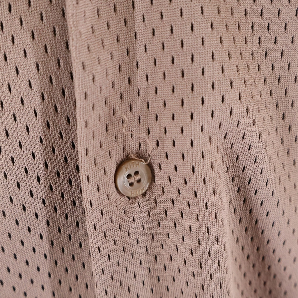 KITH(キス) 20SS CAMP COLLAR DOUBLE MESH SHIRT キャンプカラー ダブルメッシュ フロントロゴ刺繍 半袖 ボタンシャツ ピンク