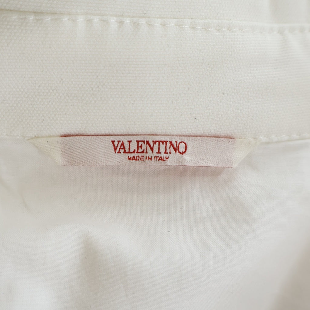 VALENTINO(ヴァレンティノ) Embossed Logo Zipper Heavyweight Jacket エンボス加工 ロゴラベル ポケット ジップアップ ヘビーウエイト シャツ ジャケット ホワイト