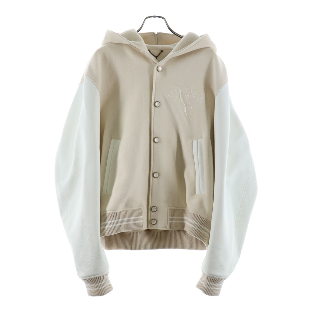 LOUIS VUITTON(ルイヴィトン) 24AW Calfskin Sailor Varsity Jacket カーフスキン セーラー バーシティージャケット スタジアムジャケット ベージュ/ホワイト RM242MM BQV HRL11E