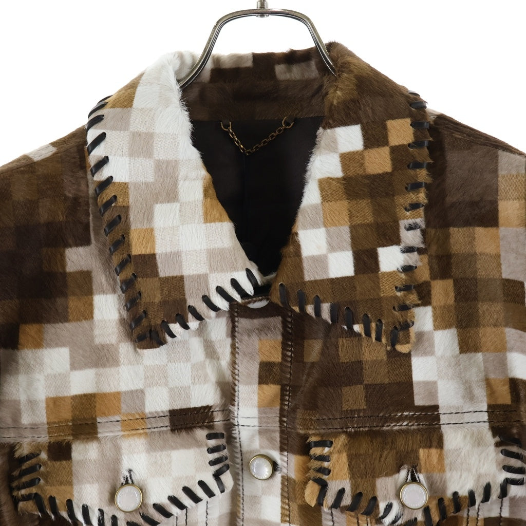 LOUIS VUITTON(ルイヴィトン) 24AW PIXEL CAMO CALF LEATHER TRACKER JACKET ピクセルカモカーブレザートラッカージャケット ブラウン
