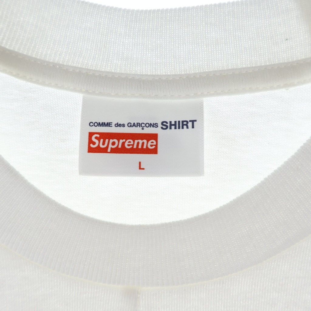 SUPREME(シュプリーム) 18AW ×COMME des GARCONS SHIRT Split Box Logo Tee コムデギャルソンシャツ スプリットボックスロゴ フロントプリント 半袖Tシャツ カットソー ホワイト