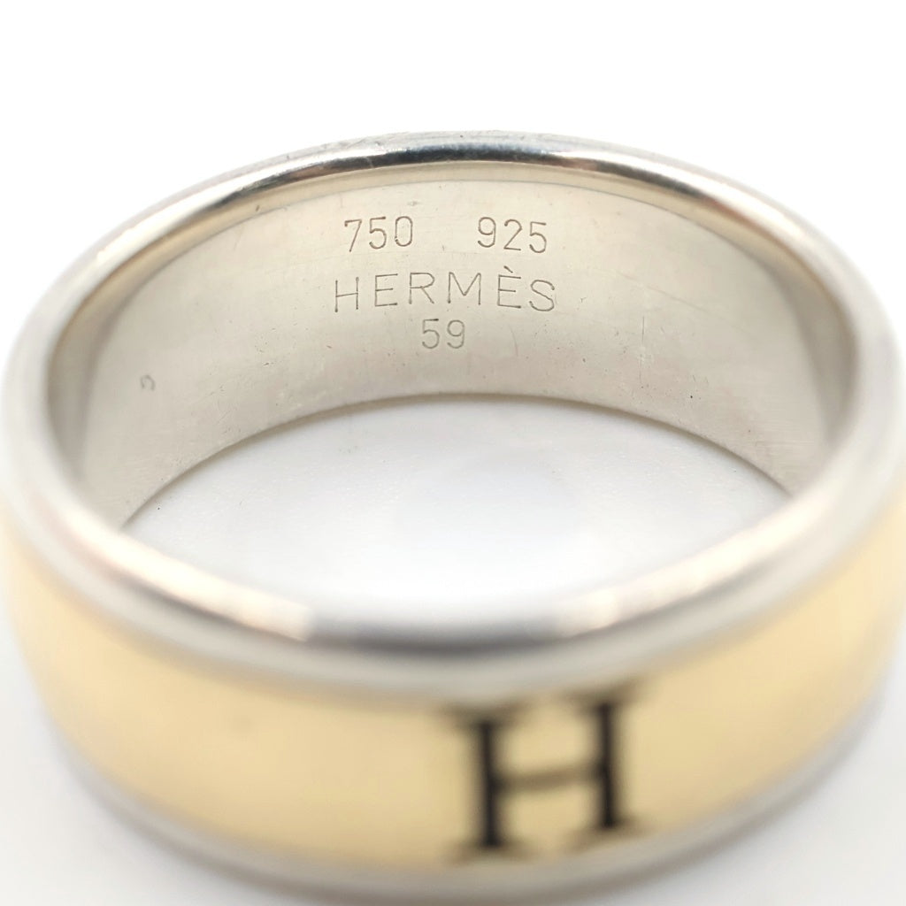 HERMES(エルメス) H Logo Ring Hロゴ コンビネーション ライン リング シルバー/ゴールド