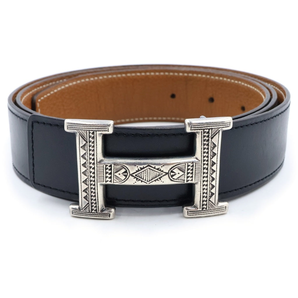 HERMES(エルメス) Hトゥアレグバックル リバーシブルレザーベルト ブラック/ブラウン □M刻印