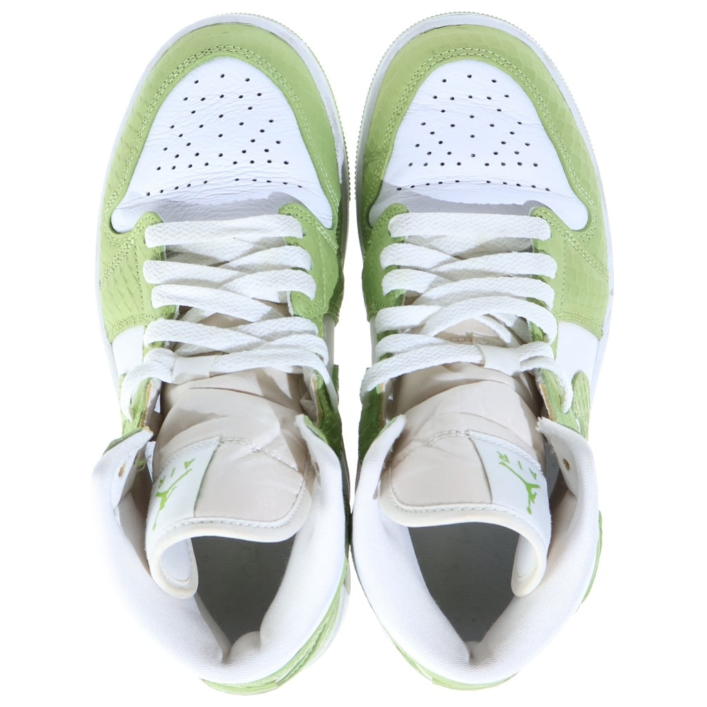 NIKE(ナイキ) Air Jordan 1 Mid SE Vivid Green Snakeskin エアジョーダン1 ミッド ヴィヴィッド スネーク型押し ハイカットスニーカー グリーン US7/24cm DV2959-113 レディース