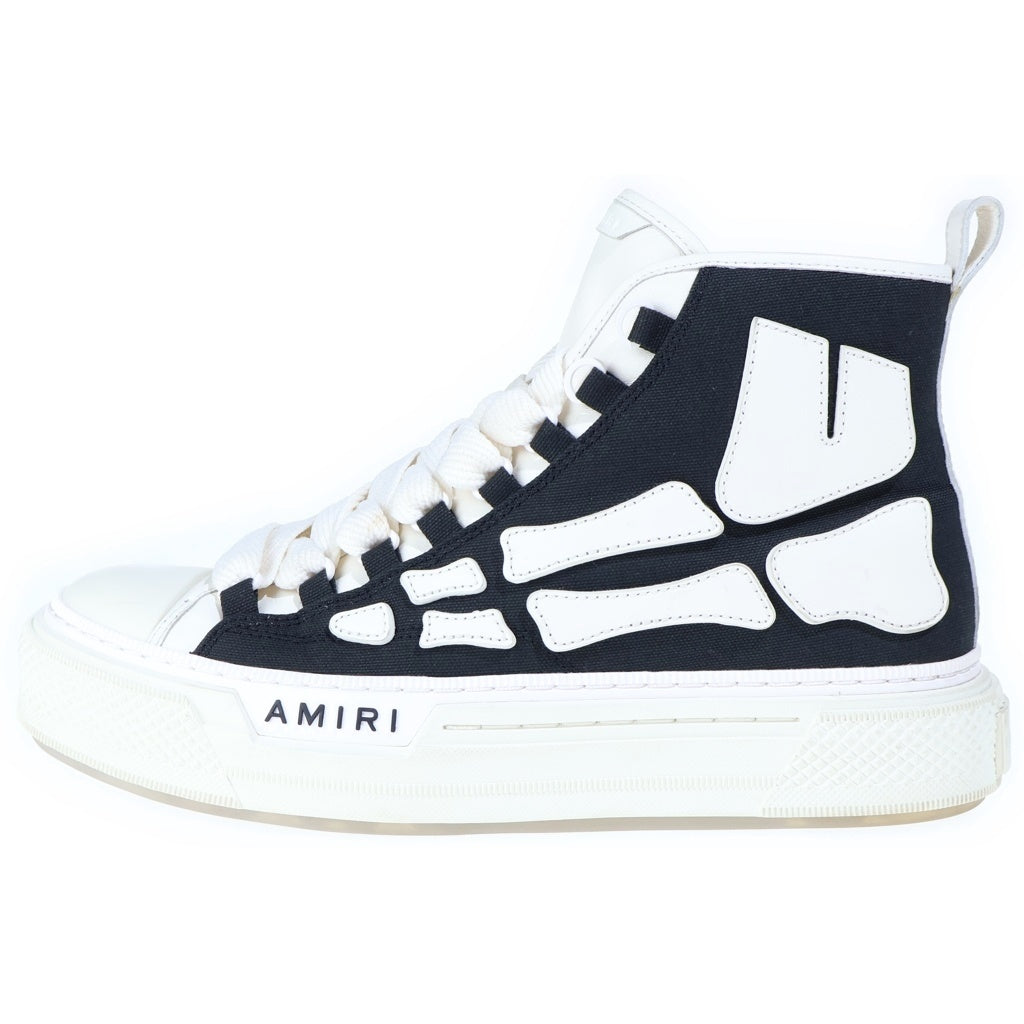 AMIRI(アミリ) Skel Court Hi Appliques Canvas Sneakers スケルコートハイアプリークキャンバススニーカーズ ハイカットスニーカー ブラック/ホワイト AMFOSR1149-001