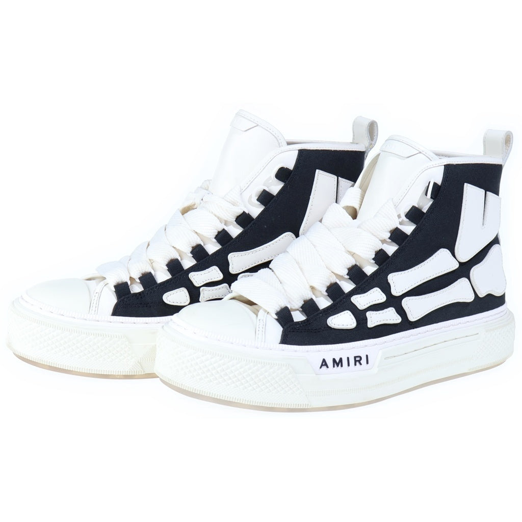 AMIRI(アミリ) Skel Court Hi Appliques Canvas Sneakers スケルコートハイアプリークキャンバススニーカーズ ハイカットスニーカー ブラック/ホワイト AMFOSR1149-001