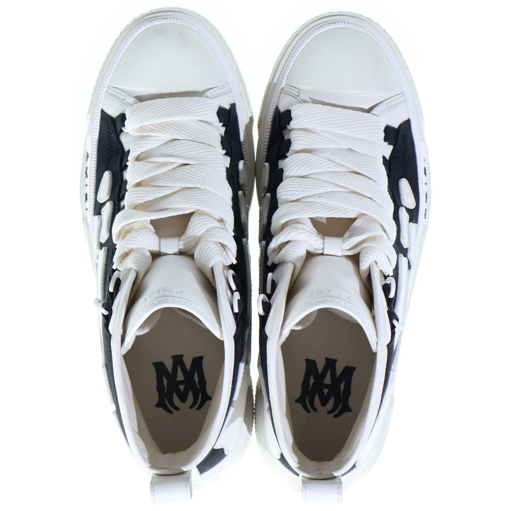 AMIRI(アミリ) Skel Court Hi Appliques Canvas Sneakers スケルコートハイアプリークキャンバススニーカーズ ハイカットスニーカー ブラック/ホワイト AMFOSR1149-001