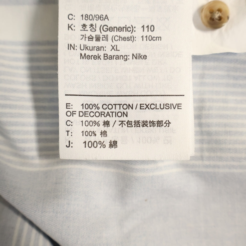 SUPREME(シュプリーム) 21SS ×NIKE Cotton Twill Shirt ナイキ コットン ツイル ストライプ総柄 ボタントップ 長袖 シャツ ブルー DB0499-431