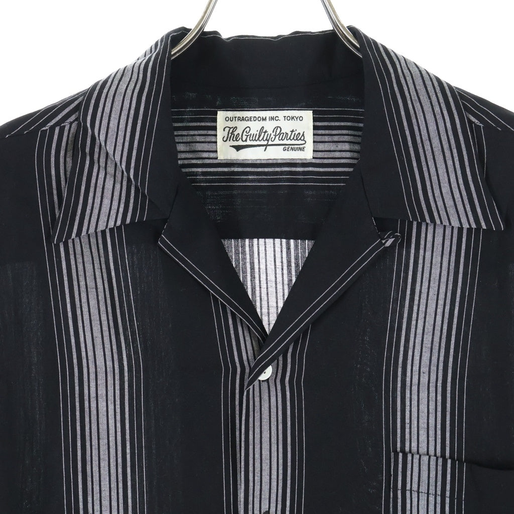 WACKO MARIA(ワコマリア) Dobby Chain Stripe S/S Cavana Shirt ドビーチェーン ストライプ総柄 カバナ 半袖 ボタン シャツ ブラック