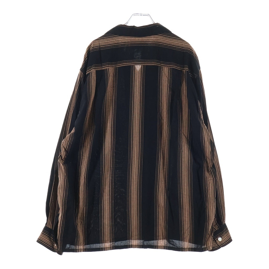WACKO MARIA(ワコマリア) 22AW STRIPED OPEN COLLAR SHIRT L/S ストライプ オープンカラー レーヨン ボタン 長袖シャツ ブラック/ブラウン
