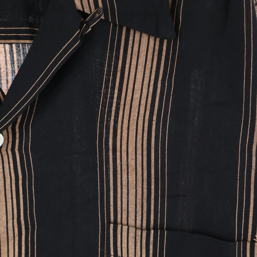 WACKO MARIA(ワコマリア) 22AW STRIPED OPEN COLLAR SHIRT L/S ストライプ オープンカラー レーヨン ボタン 長袖シャツ ブラック/ブラウン