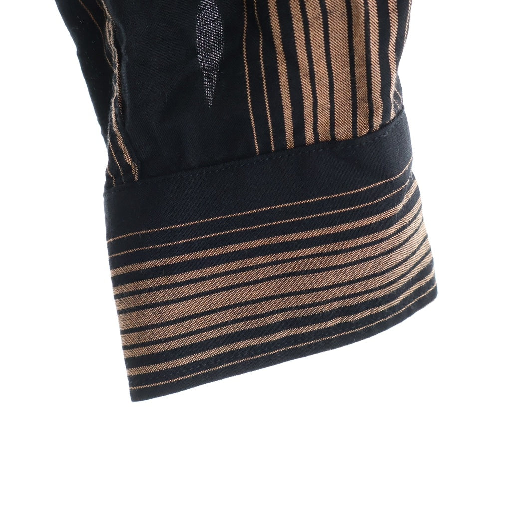 WACKO MARIA(ワコマリア) 22AW STRIPED OPEN COLLAR SHIRT L/S ストライプ オープンカラー レーヨン ボタン 長袖シャツ ブラック/ブラウン