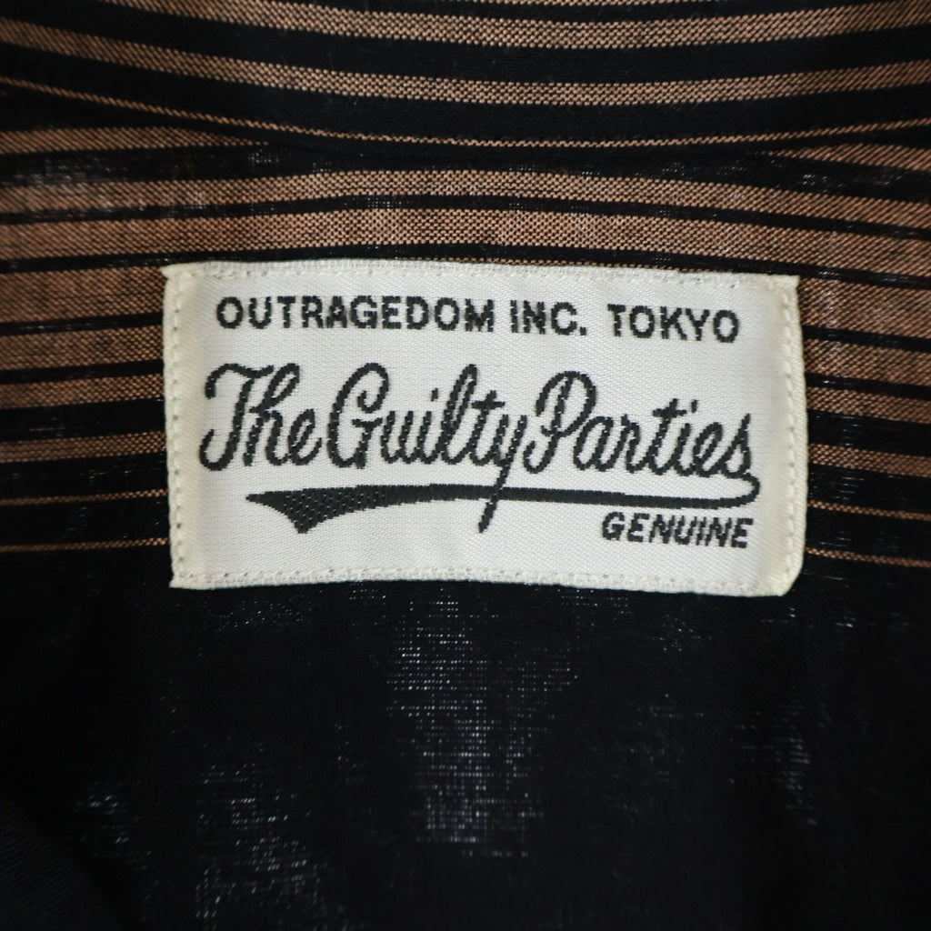 WACKO MARIA(ワコマリア) 22AW STRIPED OPEN COLLAR SHIRT L/S ストライプ オープンカラー レーヨン ボタン 長袖シャツ ブラック/ブラウン