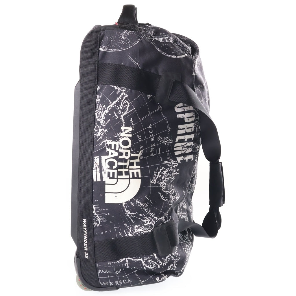 SUPREME(シュプリーム) 12SS ×The North Face Wayfinder Rolling Bag ザ ノース フェイス ワイファインダーローリング バック マップ柄 ロゴプリント トラベルバック キャリーバッグ ブラック
